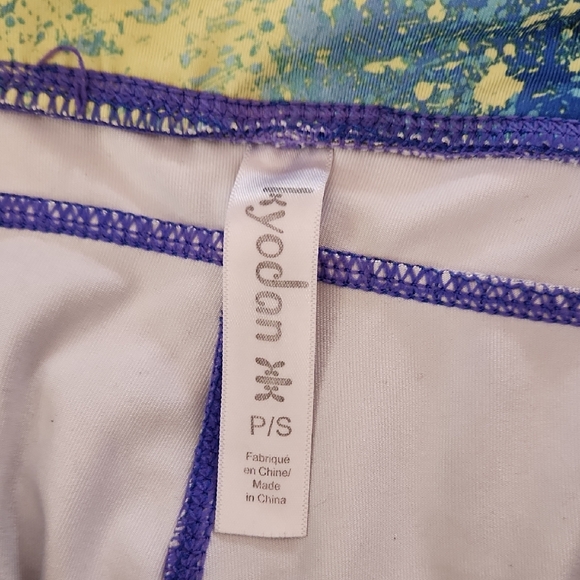 Kyodan Womens 3/4 Length Splatter Print Leggings - Blue and Yellow - Picture 3 of 3